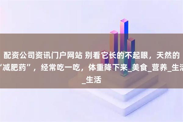 配资公司资讯门户网站 别看它长的不起眼，天然的“减肥药”，经常吃一吃，体重降下来_美食_营养_生活